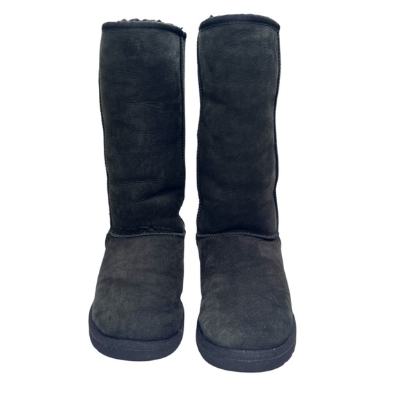 UGG Tall Classic Suede Shearling Boots Women’s Size 8 | Black High Winter Snow - Picture 4 of 12